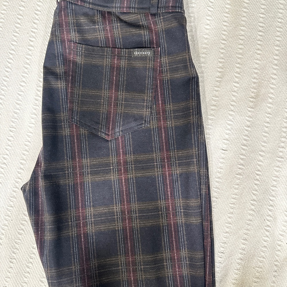 Sanctuary Men's Plaid Chinos - Black and Red